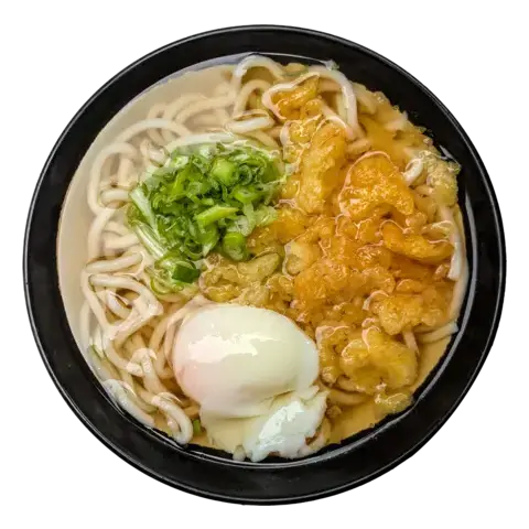早餐乌冬面 Ver.2：温泉蛋、天妇罗碎和葱
